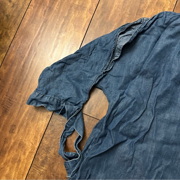 Soft Surroundings Tunic Top Womens LG  Chambray Cold Shoulder Tencel Cottagecore - Picture 8 of 10